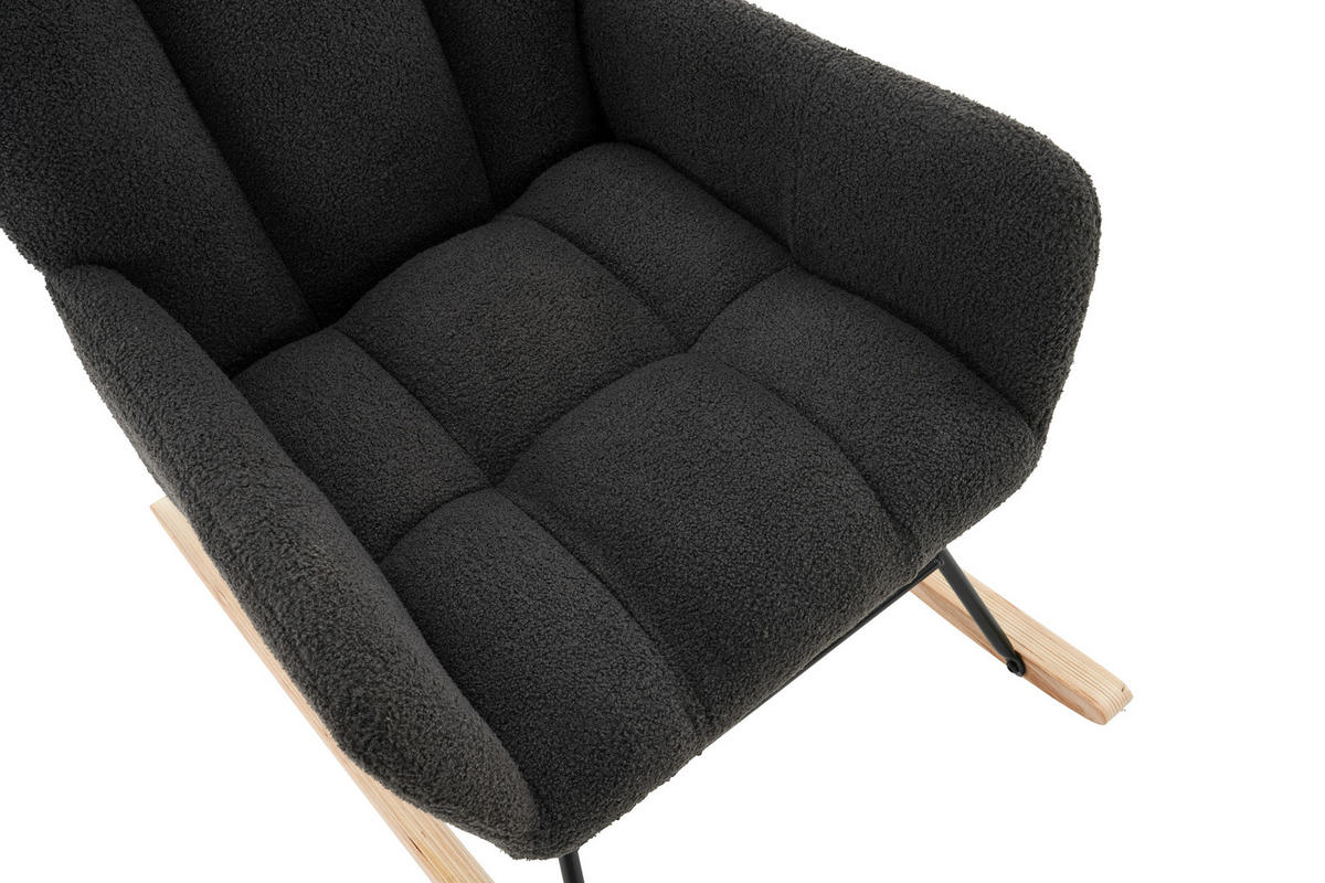 SCHAUKELSTUHL mit hoher Rückenlehne, Armlehnen Teddy-Samt 95/53,5/91 cm Grau - Grau, Textil (53.5/91/95cm) - Redom