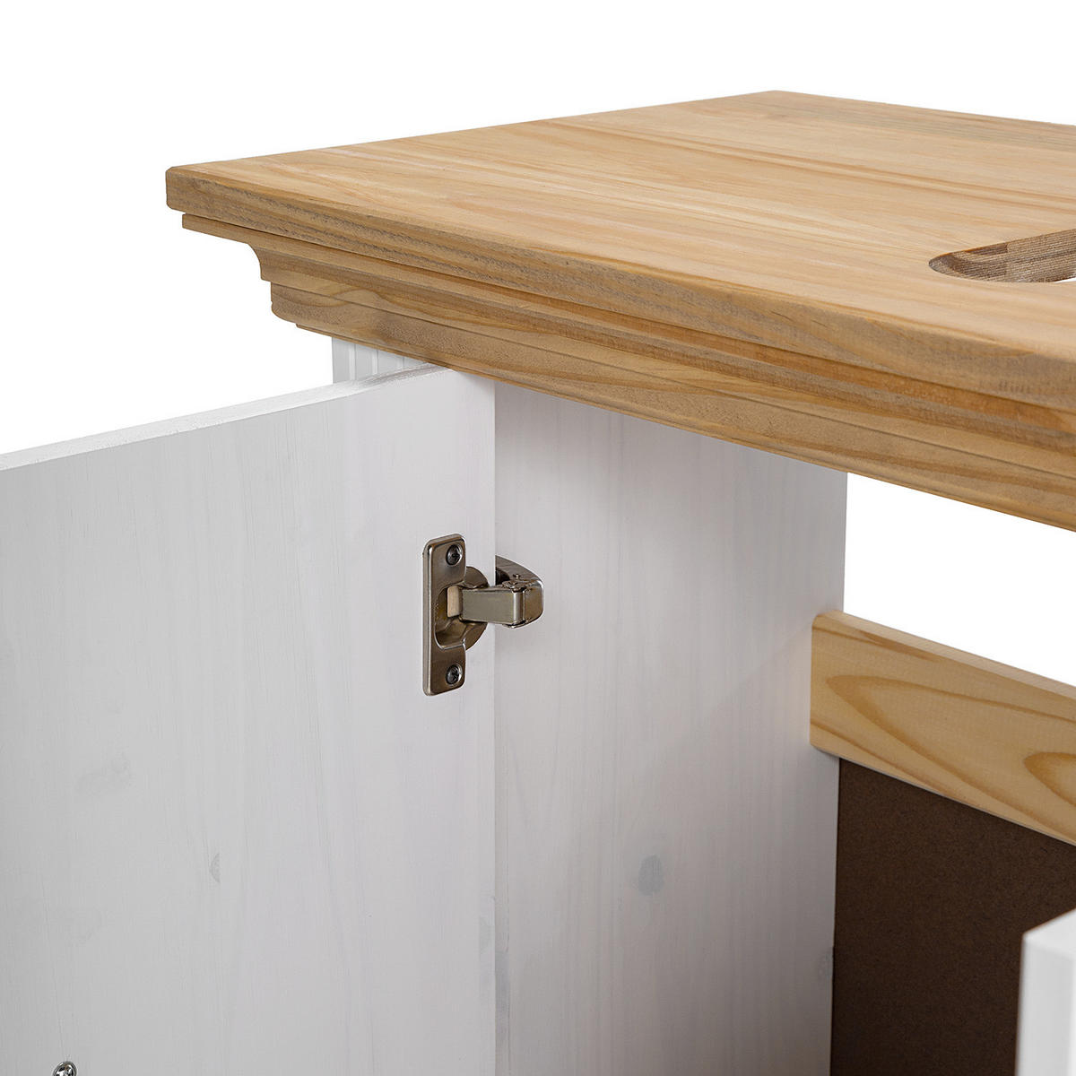 MASSIVER WASCHBECKENUNTERSCHRANK - Kiefer massiv - Silberfarben/Weiß, Holz/Metall (73/61/33cm) - home24