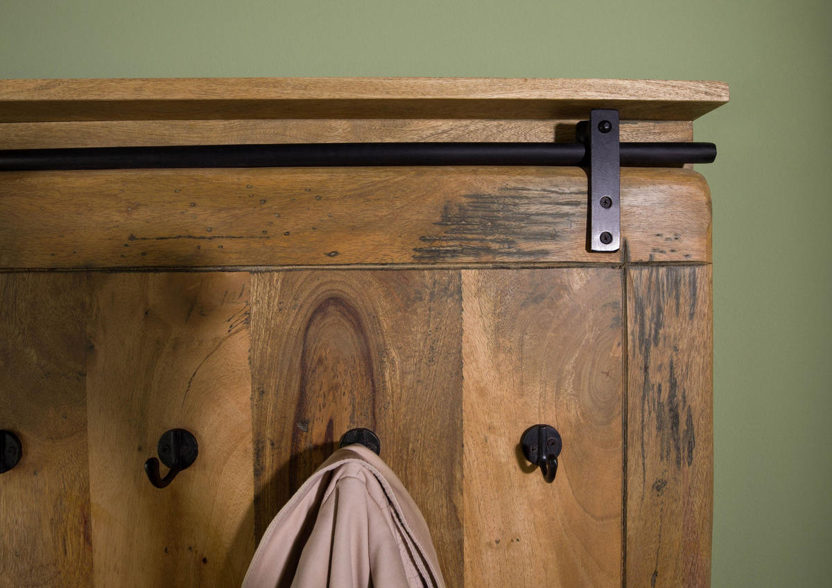 WANDGARDEROBE Mango 100x8x190 natur lackiert RAILWAY #1008 - Naturfarben, Holz (100/190/8cm) - Massivmoebel24