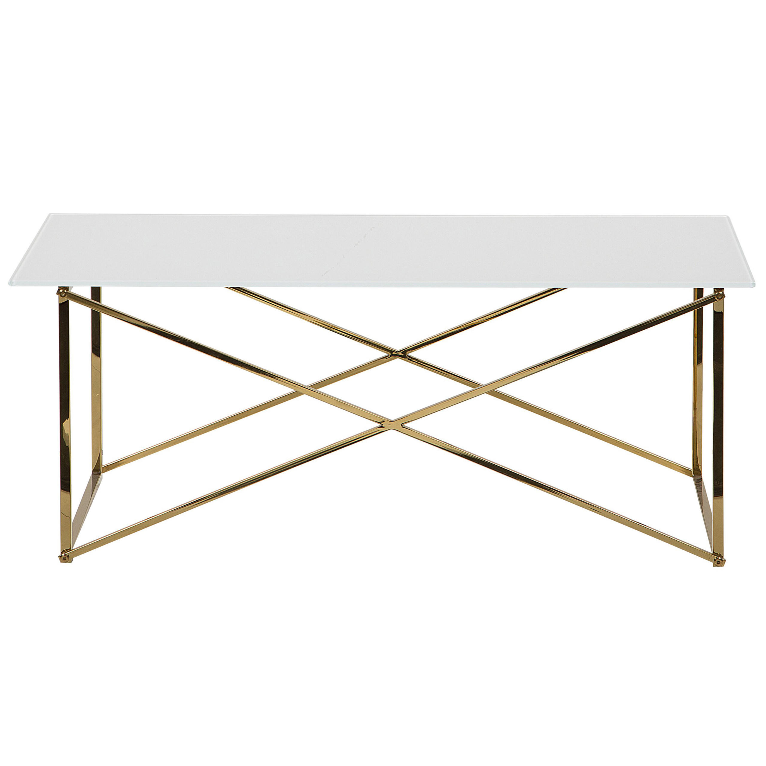 COUCHTISCH weiß/gold rechteckig 100/50 cm Emporia - Goldfarben/Weiß, Glas (50/100/40cm) - Beliani