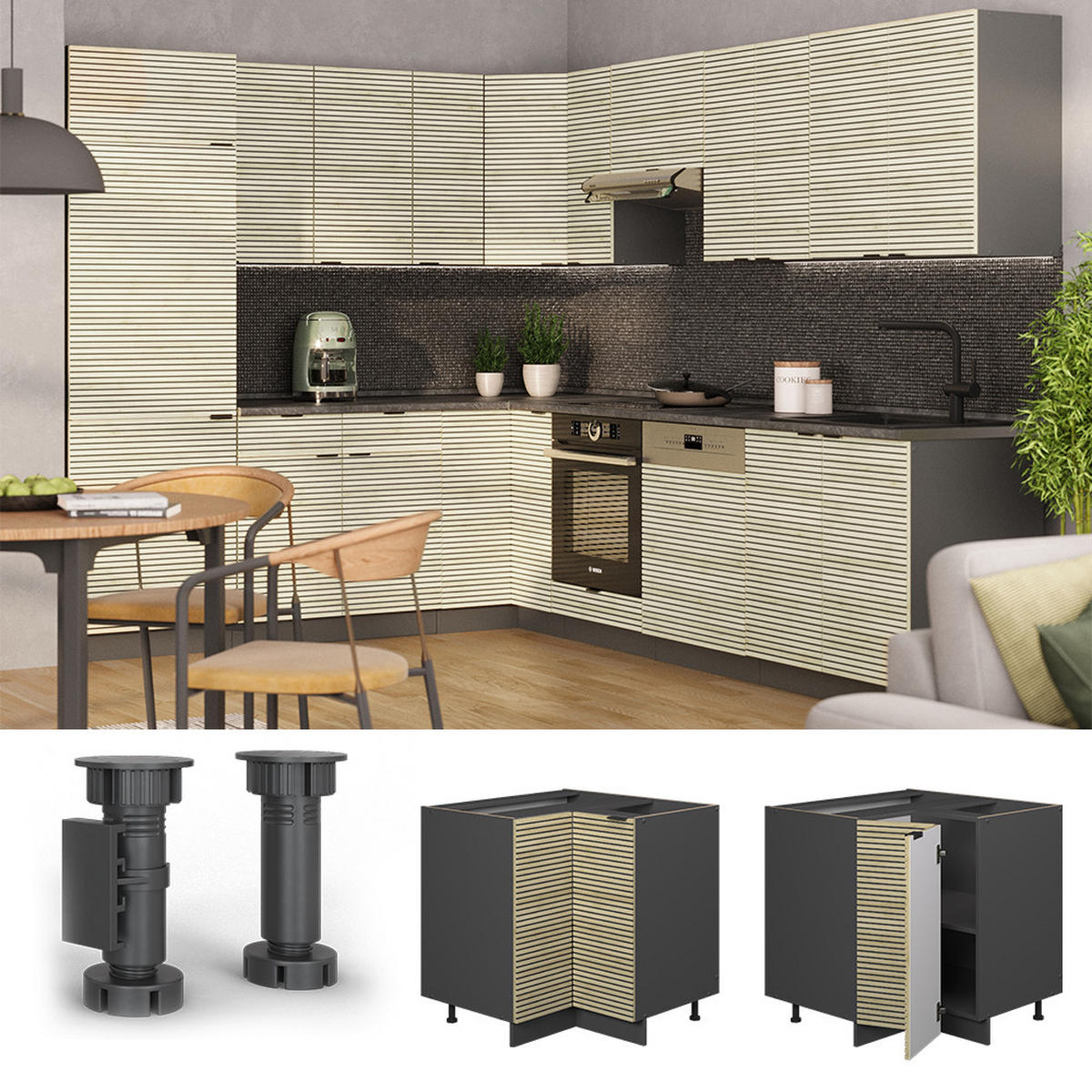 ROHOVÁ SKŘÍŇKA Fame-Line Dubový panel - antracitová/barva dubu, kompozitní dřevo (80.5/82/60cm) - Vicco