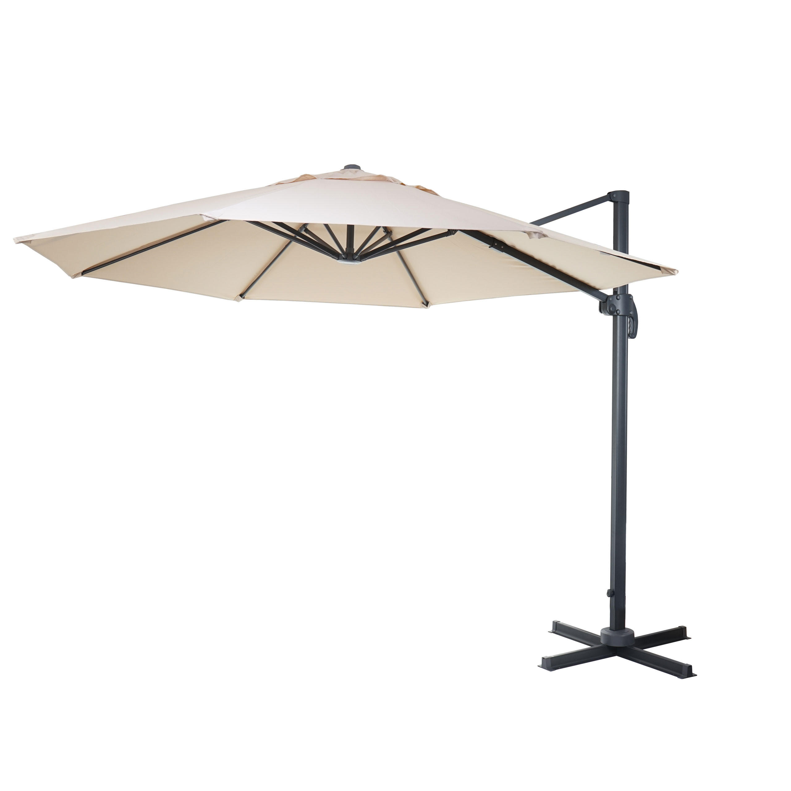 AMPELSCHIRM RUND Cremeweiß 400/400 cm - Weiß, Textil (420/400cm) - MCW