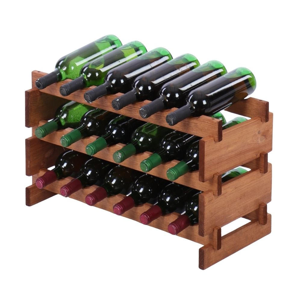 WEINREGAL VINOTECA FLEX PRO HxBxT 37x65x28cm 18 Flaschen auf 3 Fbenen Braun geölt - Braun, Holz (65/37/28cm) - PROREGAL