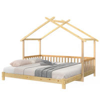HAUSBETT 90/200 cm Natur aus massivem Holz ausziehbar - Naturfarben, Holz (90/200cm) - OKWISH