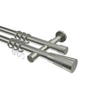 GARDINENSTANGEN-SET Prestige Tanara 200 cm, 2-läufig, 20 mm Ø Edelstahl-Optik - Edelstahlfarben/Silberfarben, Metall (200cm) - INTERDECO