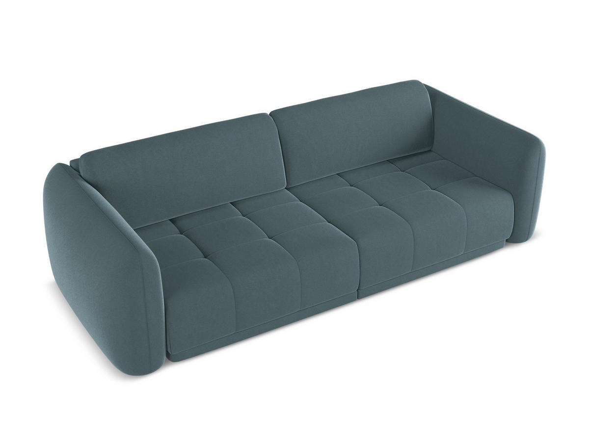 4-SITZER-SOFA Samt Stoff Blau - Blau/Petrol, Kunststoff/Textil (250/74/105cm) - Makamii