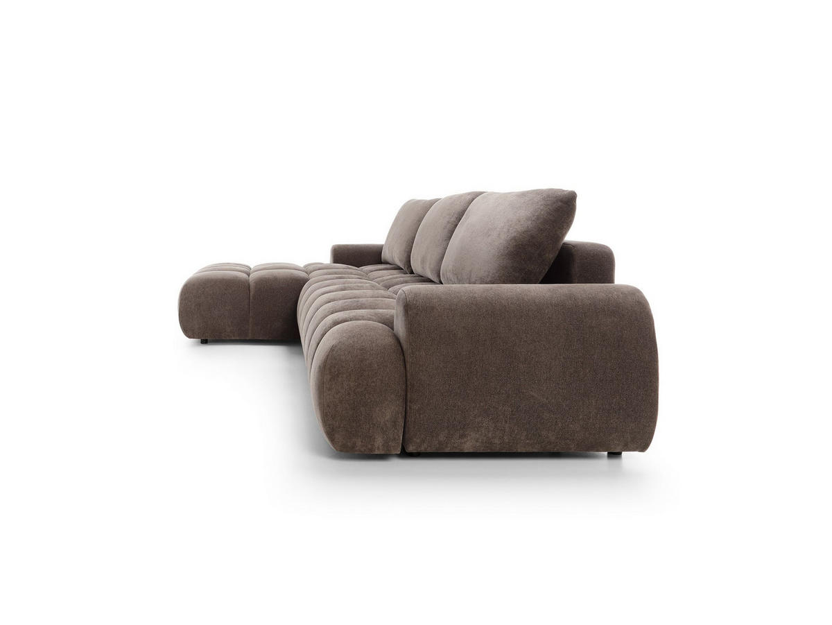 ECKSOFA GARDA Braun Chenille mit Schlaffunktion - Braun, Holz (340/177cm) - MASSENO