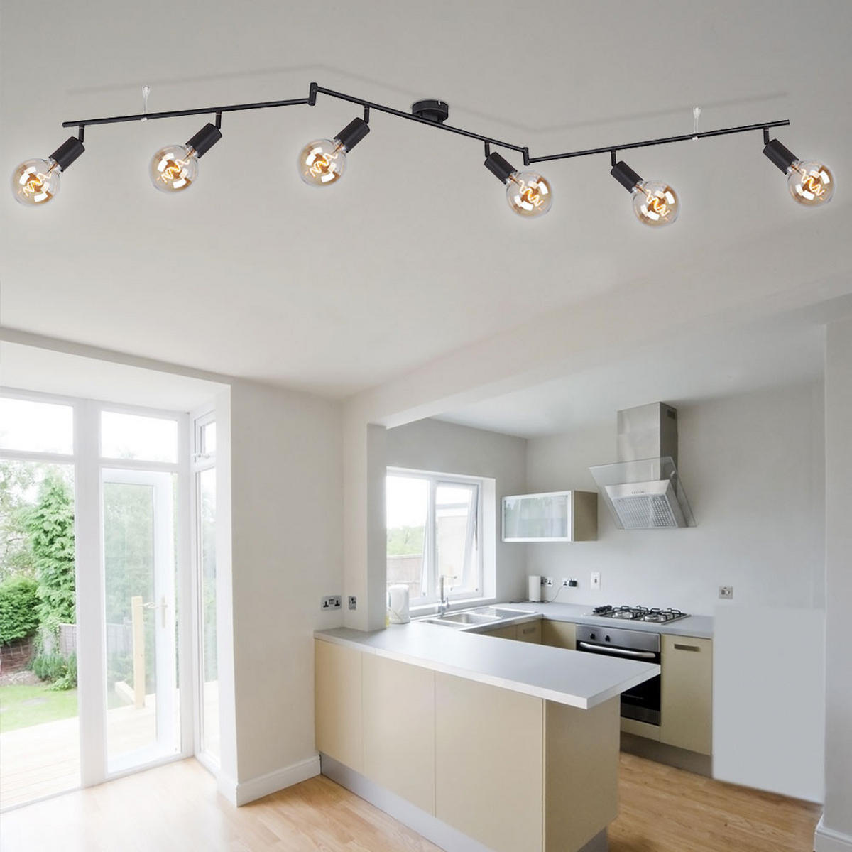 LED DECKENLEUCHTE Metall Schwarz 6-flammig - Schwarz, Metall (180/8.5/18.5cm) - Globo Lighting