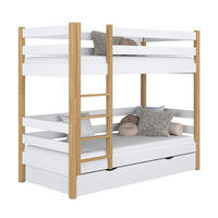ETAGENBETT N01 mit Schublade Weiß / Eiche Natur 90/190 - Eiche Artisan/Weiß, Naturmaterialien/Holz (90/190cm) - N-Wood