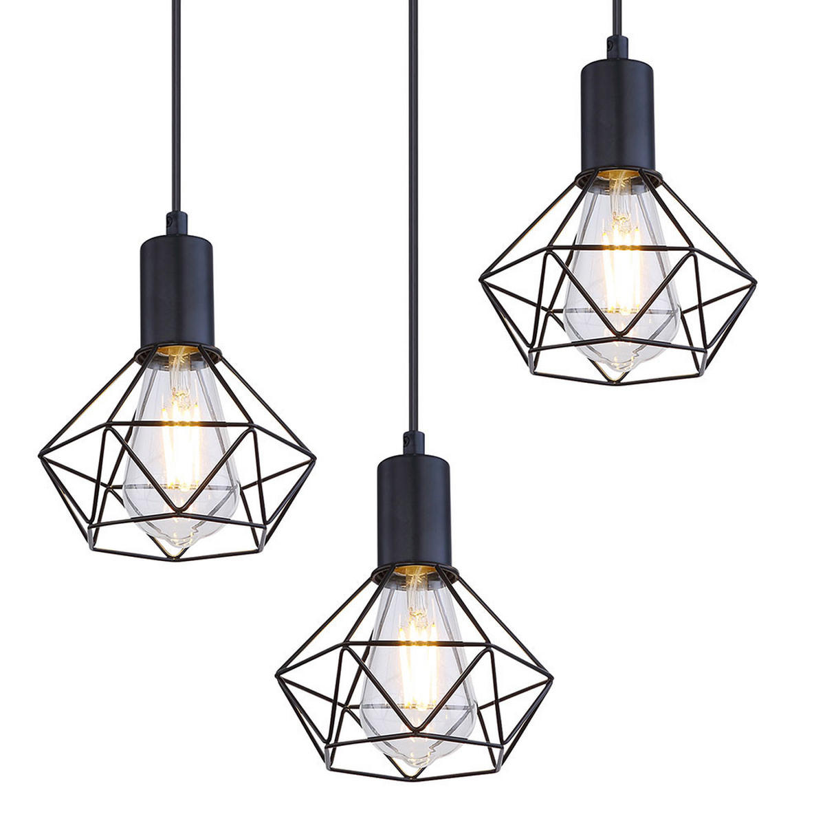 HÄNGELEUCHTE Käfig Design Schwarz matt - Schwarz, Metall (100/15/100cm)