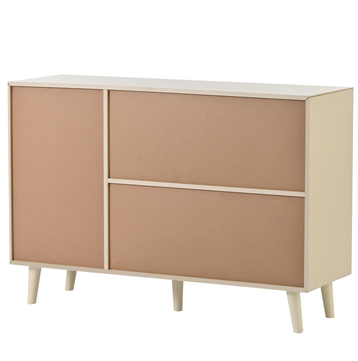 SIDEBOARD aus Spanplatte 120x40x82,5 cm Offwhite mit 2 Türen, 3 Schubladen und Push-to-open in Rattanoptik - Weiß, Holzwerkstoff (120/82.5/40cm) - Modfu