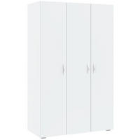 KLEIDERSCHRANK Basic Weiß 110,7 / 52 / 179 cm - Silberfarben/Weiß, Holz/Holzwerkstoff (110.7/179/52cm) - Feldmann-Wohnen