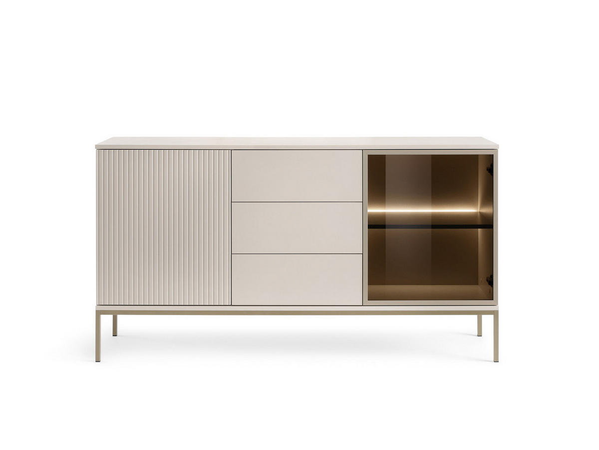 KOMMODE Lagos 154 cm mit drei Schubladen Kaschmir - Kaschmir, Holzwerkstoff/Metall (154/83/39cm) - Ravio