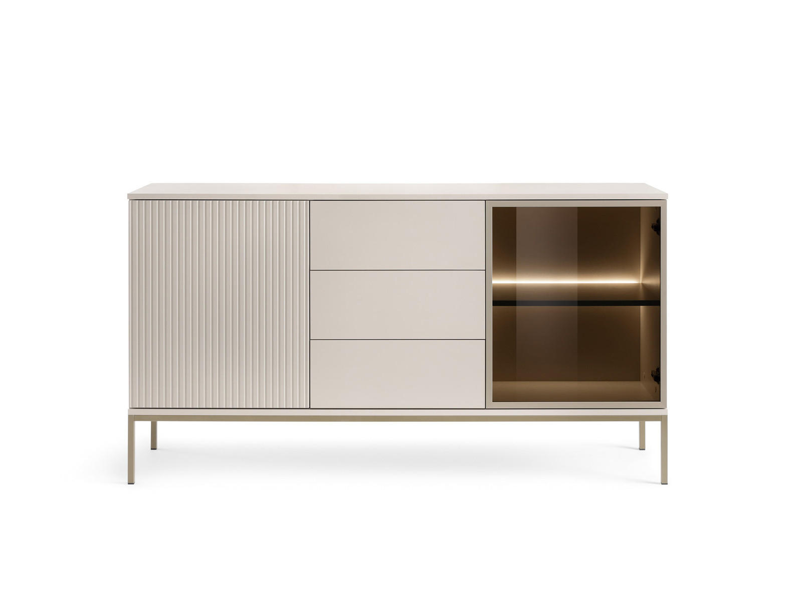 Thumbnail - Ravio Kommode, Kaschmir, Holzwerkstoff, 2 Fächer, 3 Schubladen, 154x83x39 cm, Wohnzimmer, Kommoden & Sideboards, Kommode...