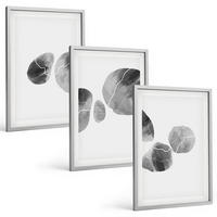 BILDER SET 3er Set - 40x60 cm Silberner Rahmen - Abstrakte Kunst, Farbspritzer - Silberfarben, Kunststoff (40/60cm) - TULUP