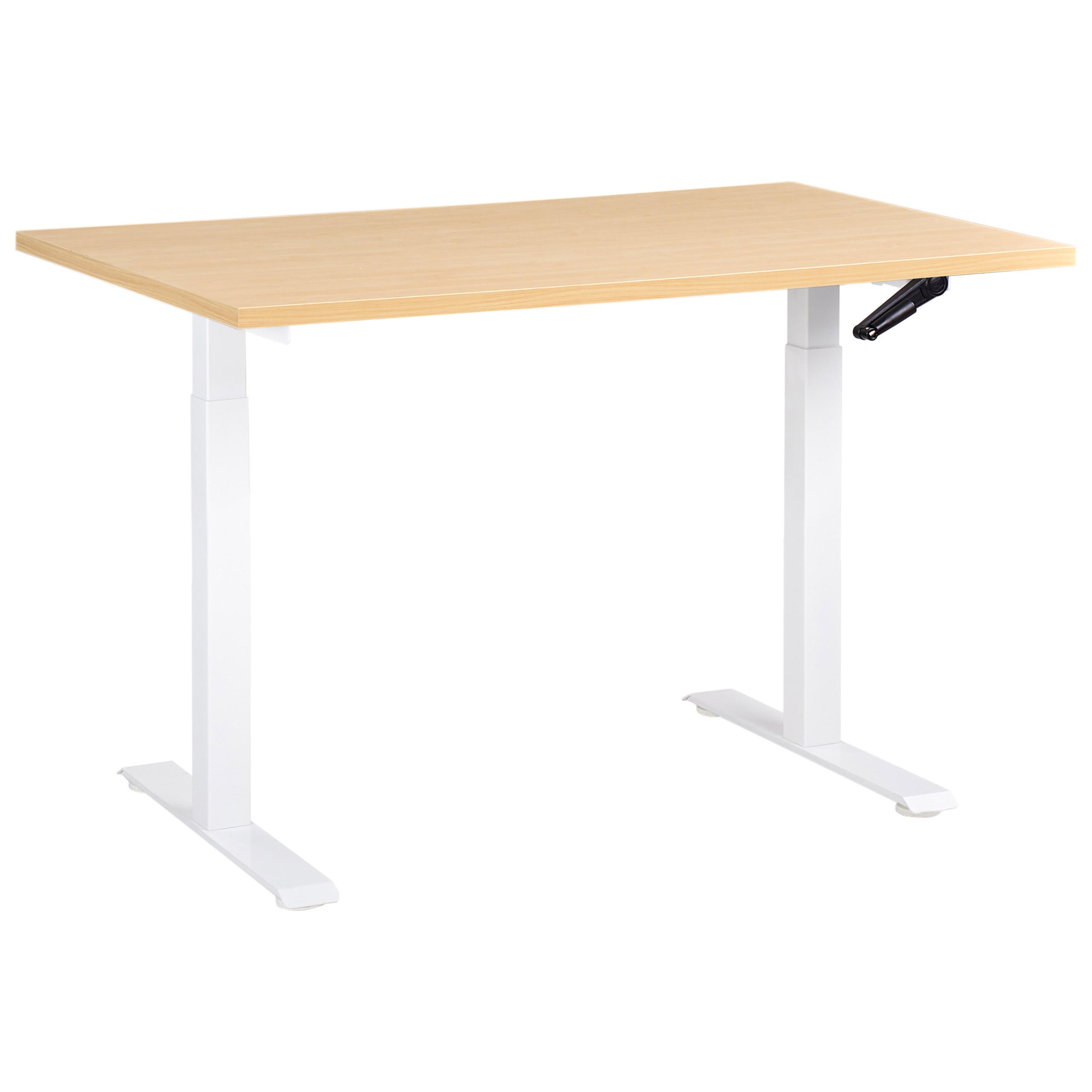SCHREIBTISCH manuell höhenverstellbar 120/72 cm Hellbraun/Weiß Destines - Hellbraun/Braun, Holzwerkstoff/Metall (72/120/74cm) - Beliani