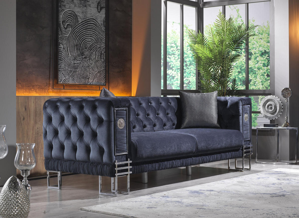 SITZGARNITUR Löwe Anthrazit Stellvariante:2+2+1 - Anthrazit, Holz (170/82/95cm) - Villa Möbel