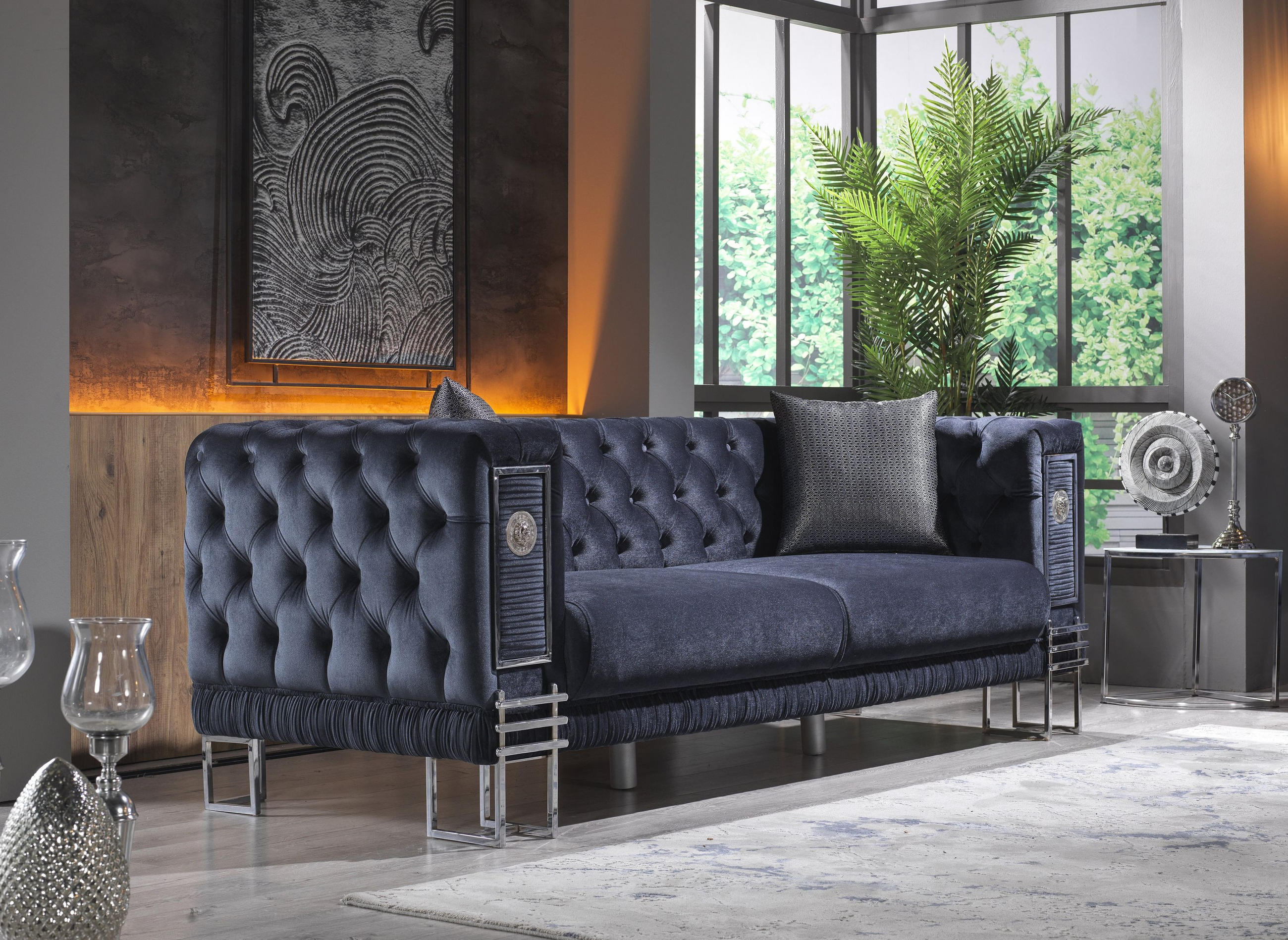 Thumbnail - Villa Möbel Sitzgarnitur, Anthrazit, Holz, 5-Sitzer, 230x82x95 cm, Wohnzimmer, Sofas & Couches, Sitzgarnituren