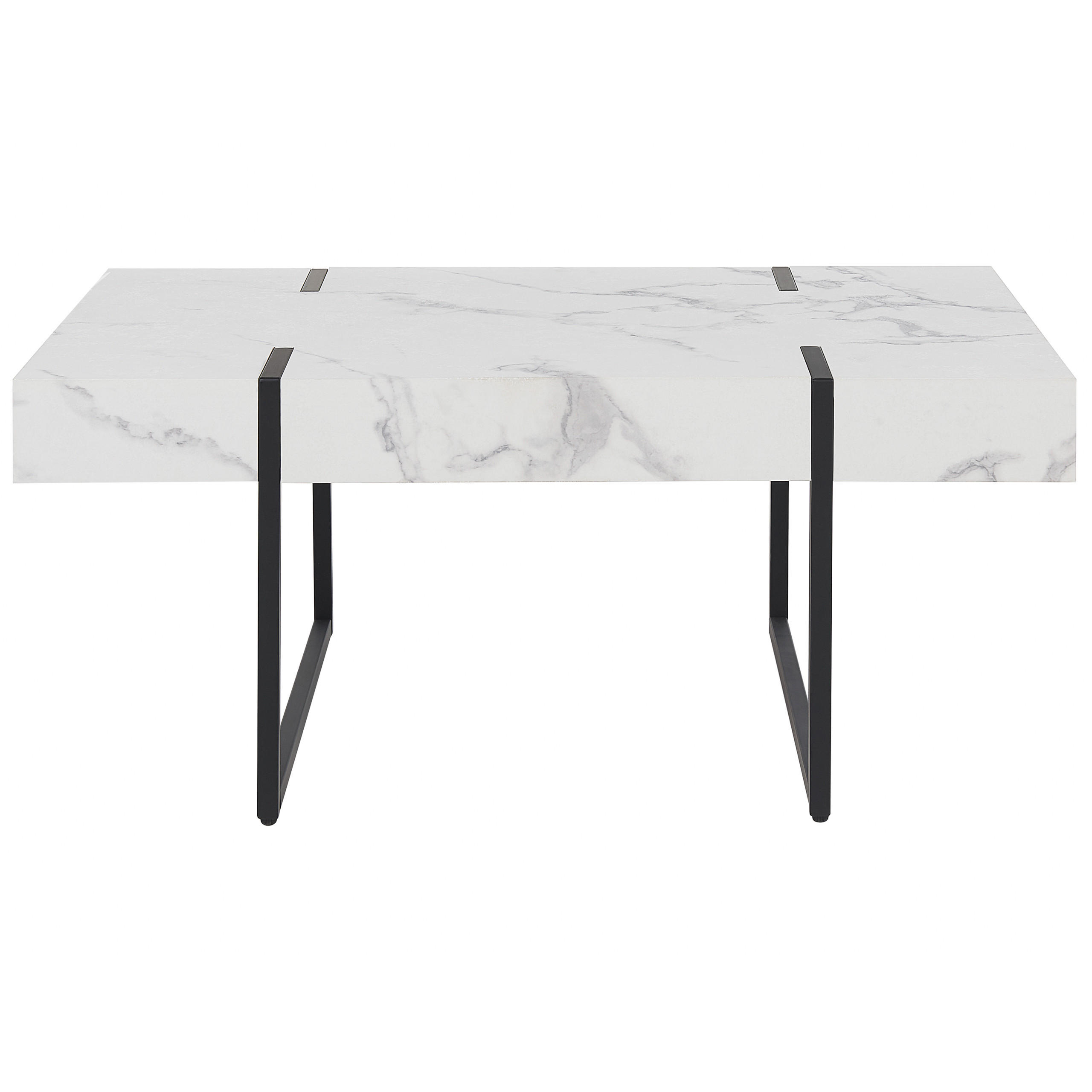 COUCHTISCH weiß/schwarz Marmor Optik rechteckig Merced - Schwarz/Weiß, Holzwerkstoff (100/60/43cm) - Beliani