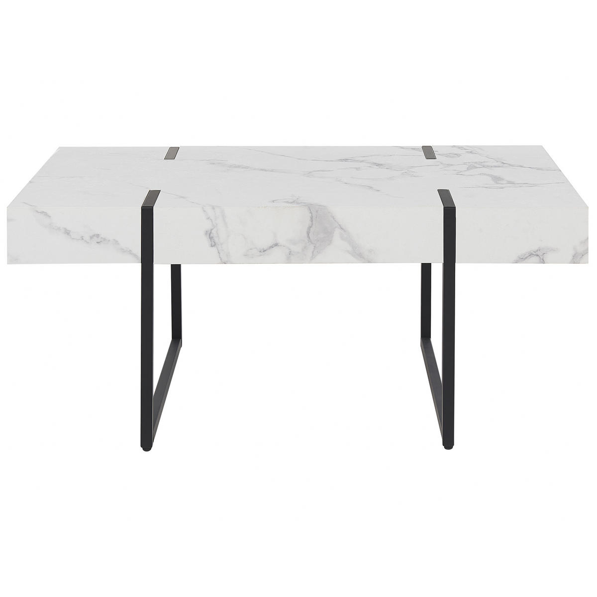 COUCHTISCH weiß/schwarz Marmor Optik rechteckig Merced - Schwarz/Weiß, Holzwerkstoff (100/60/43cm) - Beliani