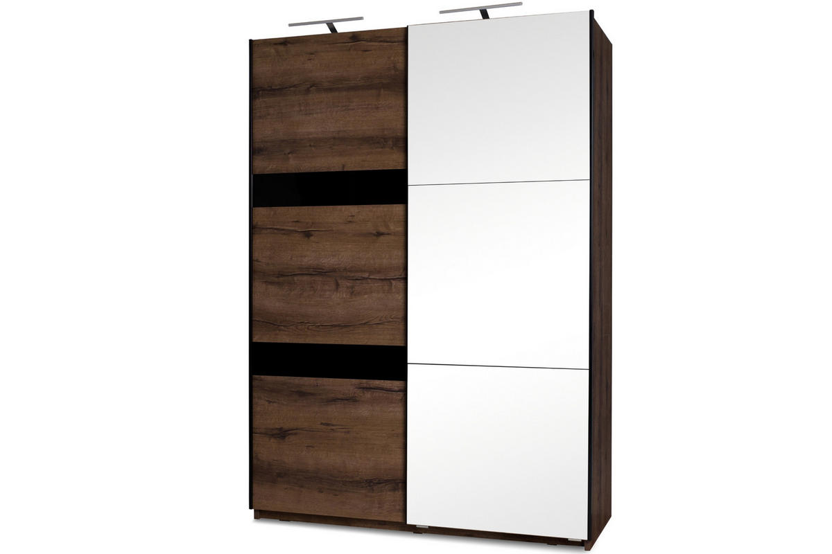 SCHIEBETÜRENSCHRANK MERO mit Kleiderstangen und Einlegeböden, Dunkelbraun - Dunkelbraun, Holzwerkstoff (150/215/69cm) - KONSIMO®