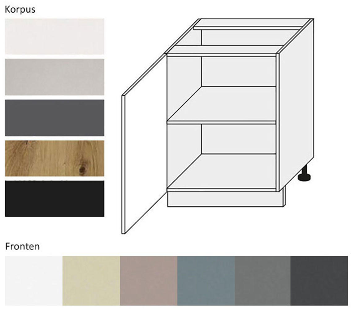 KÜCHENUNTERSCHRANK Kvantum D1D/60 Dust Grey Matt / Schwarz Matt 60 / 50 / 82cm - Schwarz/Grau, Holz/Holzwerkstoff (60/82/50cm) - Feldmann-Wohnen