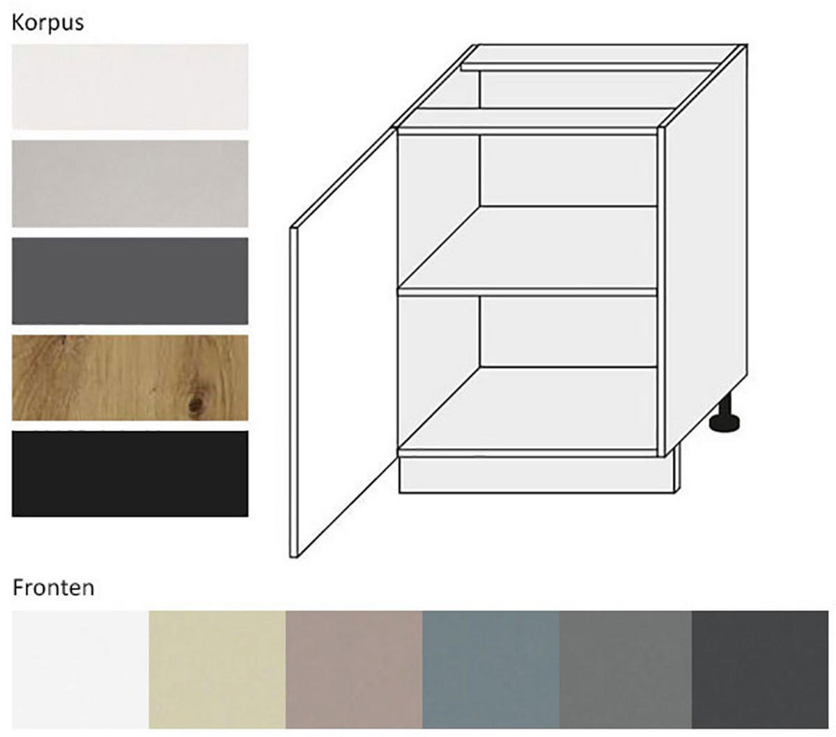 KÜCHENUNTERSCHRANK Kvantum D1D/60 Beige Matt / Eiche Artisan Matt 60 / 50 / 82cm - Beige/Eiche Artisan, Holz/Holzwerkstoff (60/82/50cm) - Feldmann-Wohnen