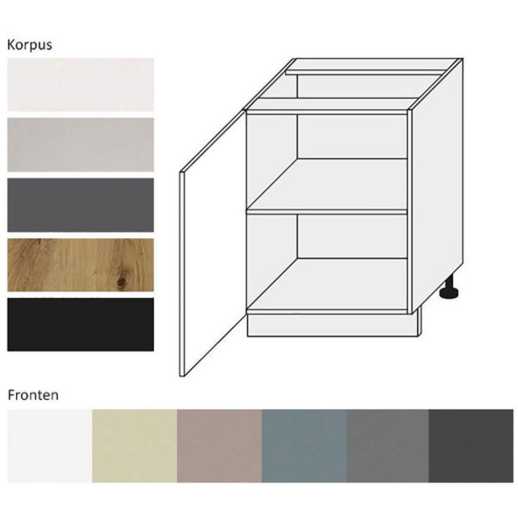 Thumbnail - Feldmann-Wohnen Küchenunterschrank, Grau, Schwarz, Holz, 2 Fächer, Rechteckig, 60x82x50 cm, Küchen, Küchenmöbel, Küchens...