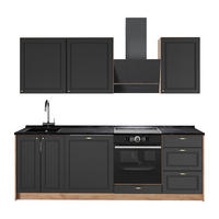 KÜCHENZEILE Fame-Line, Anthrazit-Gold Landhaus/Goldkraft Eiche, 230 cm ohne Arbeitsplatte - Honigeiche/Anthrazit, Holzwerkstoff (230/206.8/51.6cm) - Vicco