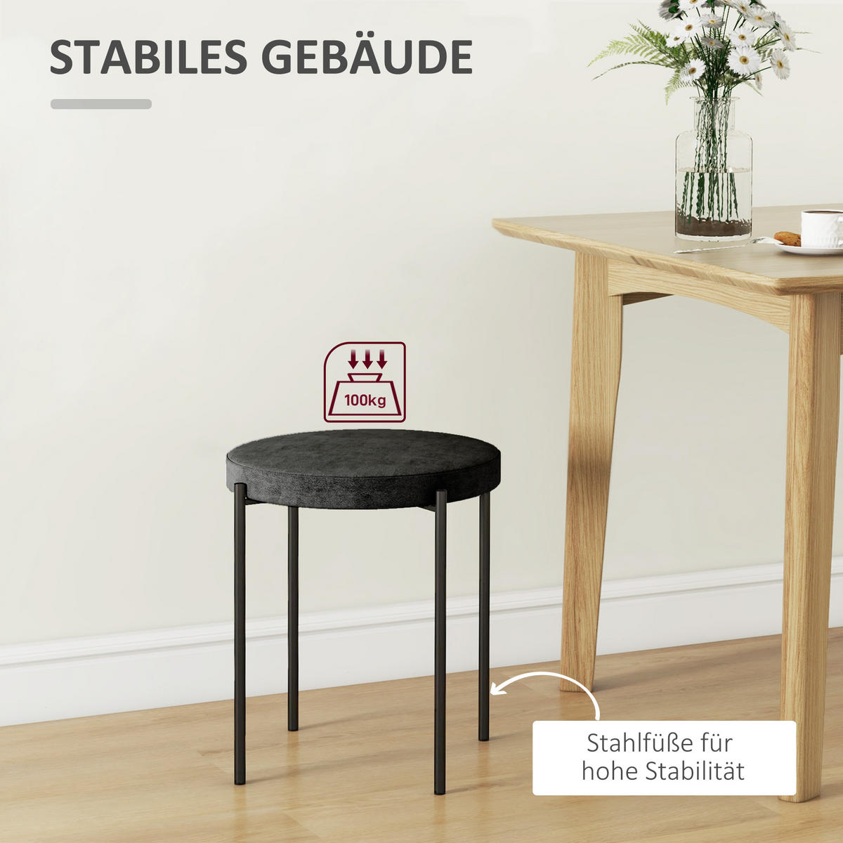 ESSZIMMERSTÜHLE 4er-Set Schwarz 41.5/41.5/46.0 cm - Schwarz, Textil (41.5/46/41.5cm)