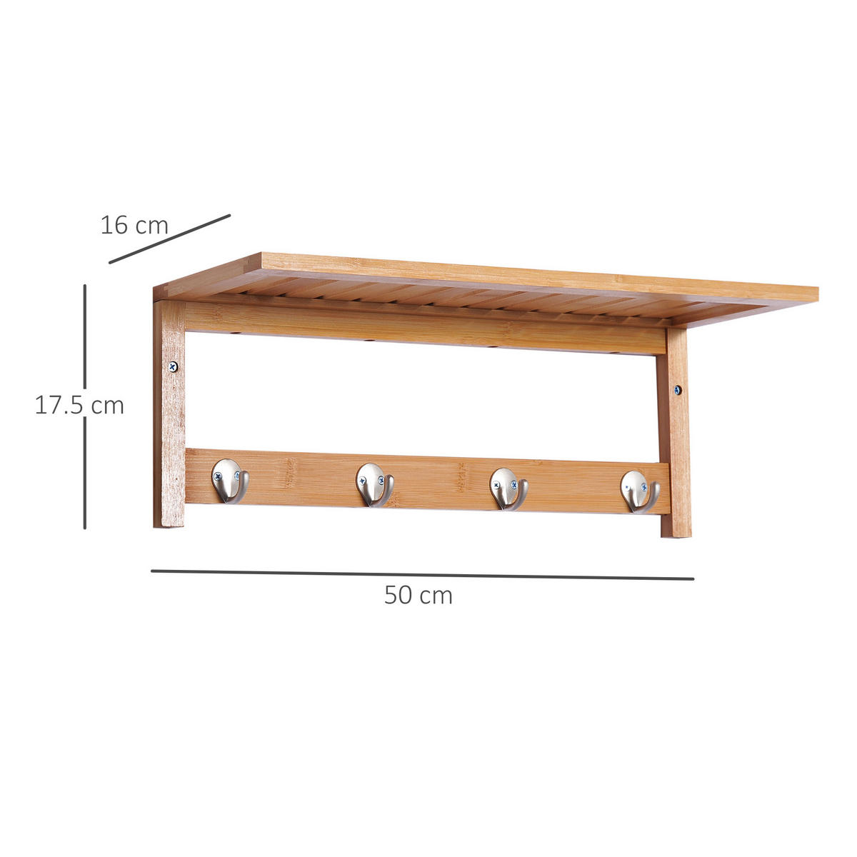 WANDGARDEROBE Braun 1 Stück - Braun, Naturmaterialien (16/17.5/50cm) - GiPP