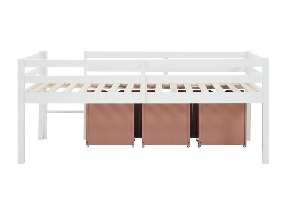 HALBHOCHBETT - 1 Person - holz - rosa, weiß Laniori - Weiß, Holz (90/190cm) - Vente-Unique