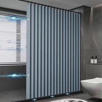 DUSCHVORHANG magnetisch faltbar Leinen mit Haken schimmelresistent für Hotel Blau 220 x 200 cm - Blau, Textil (220/200cm) - MCBOSON