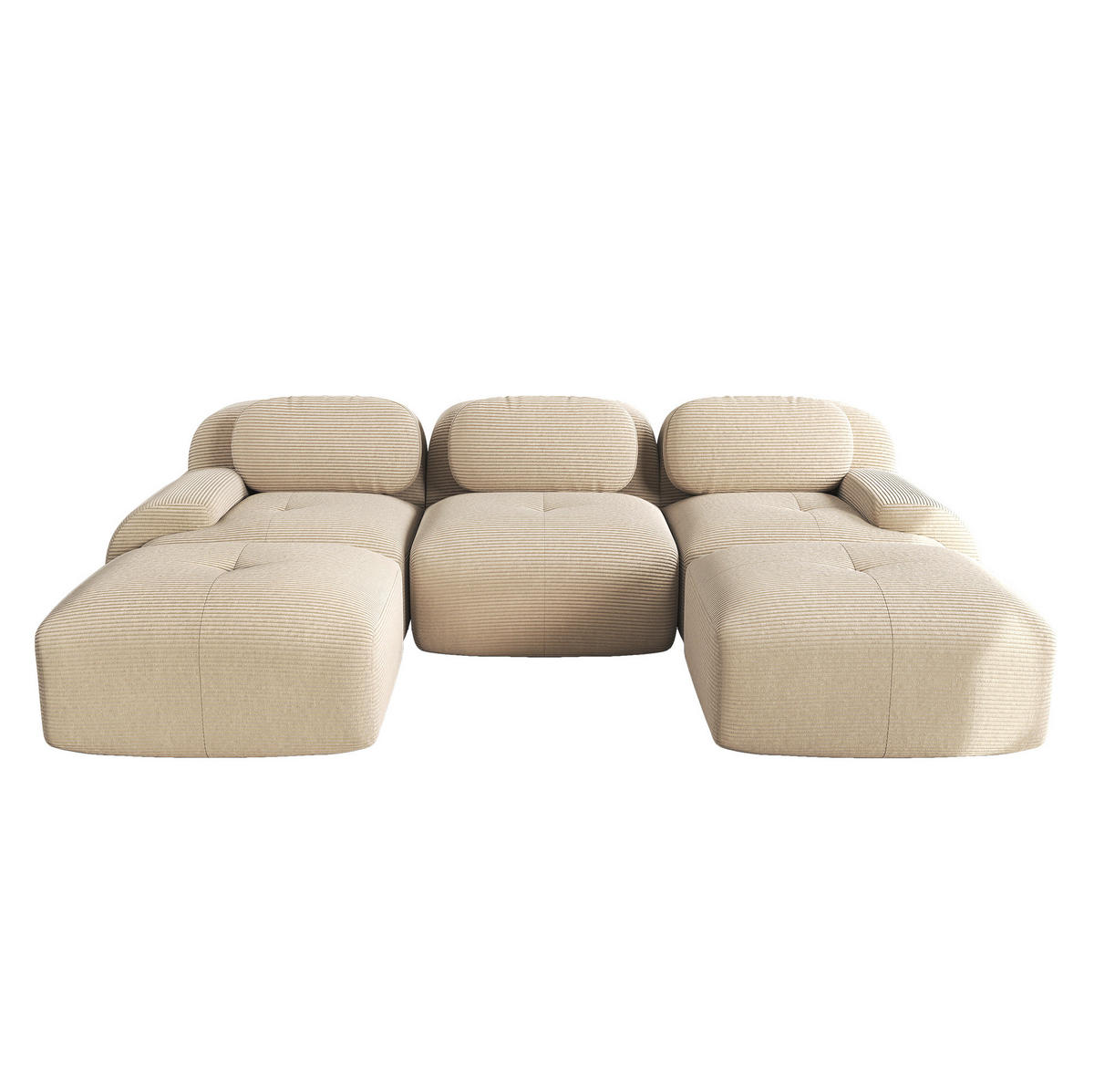 ECKSOFA 298/178/70 cm Beige aus Cordstoff mit 32D-Schaum, rahmenlos und montagefrei - Beige, Textil (178/298cm) - OKWISH