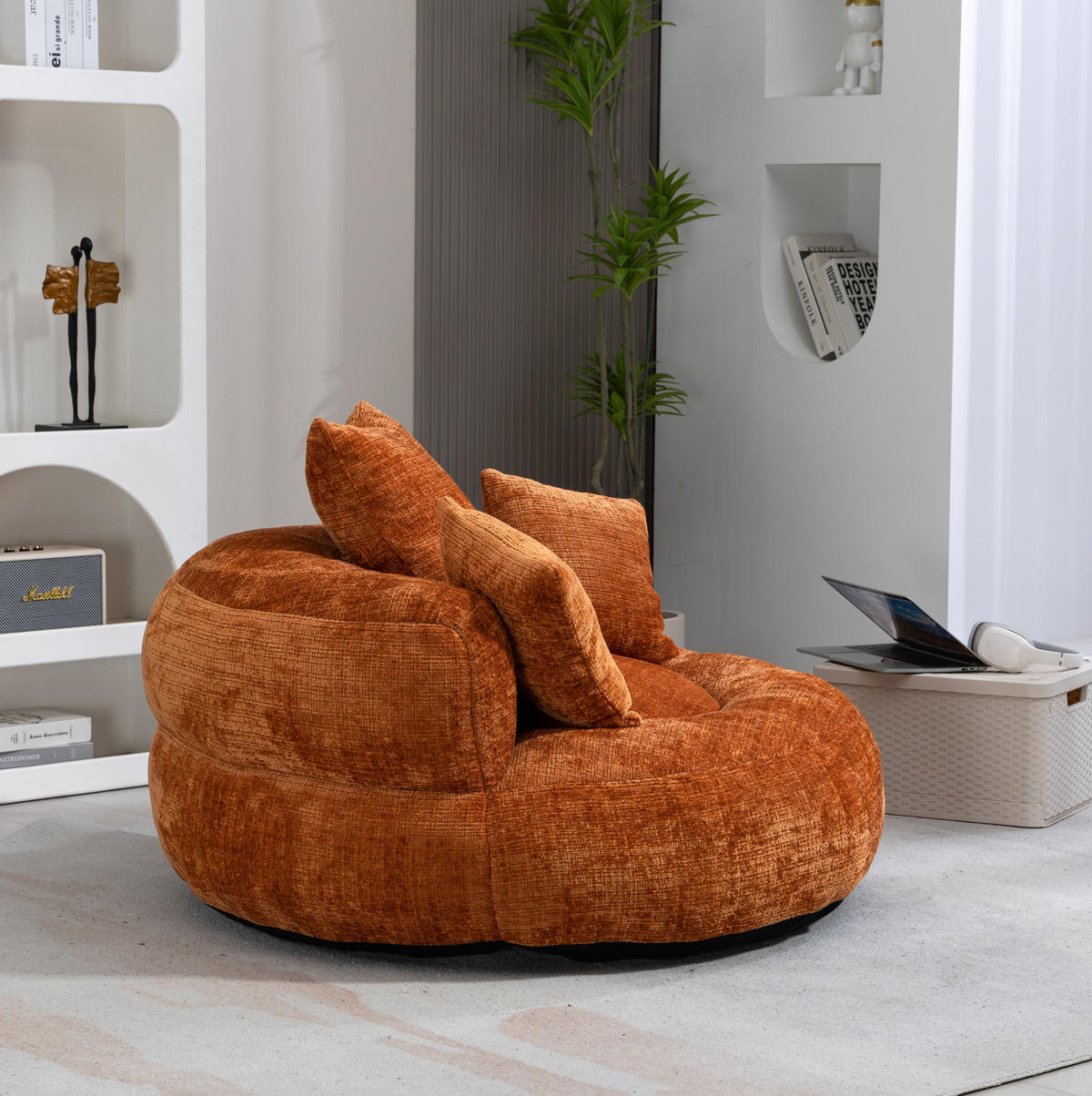 SITZSACK Chenille 108 x 108 x 52 cm Orange - Orange, Kunststoff (108/52/108cm) - Beauniv