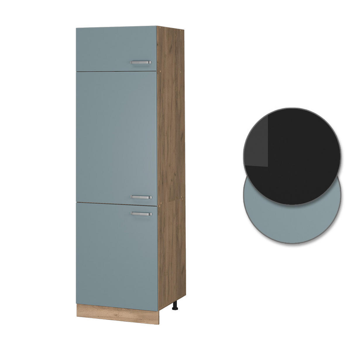 KÜHLUMBAUSCHRANK R-Line Blau-Grau 60 cm - Honigeiche/Eiche Wotan, Holzwerkstoff (60/206.8/57.2cm) - Vicco