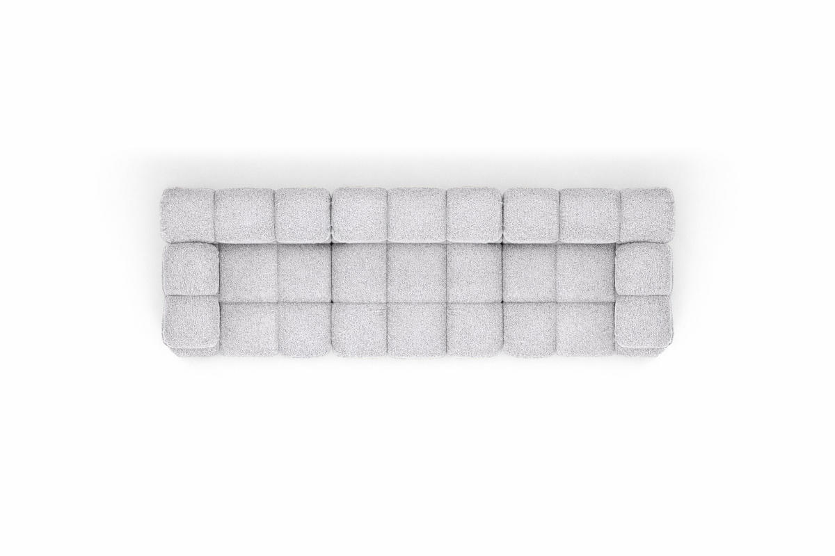 COUCH, 3-Sitzer Modular, Bouclé-Stoff Abriamo, Hellgrau, Selia - Hellgrau, Holz (285/70/95cm) - Kaiser Möbel