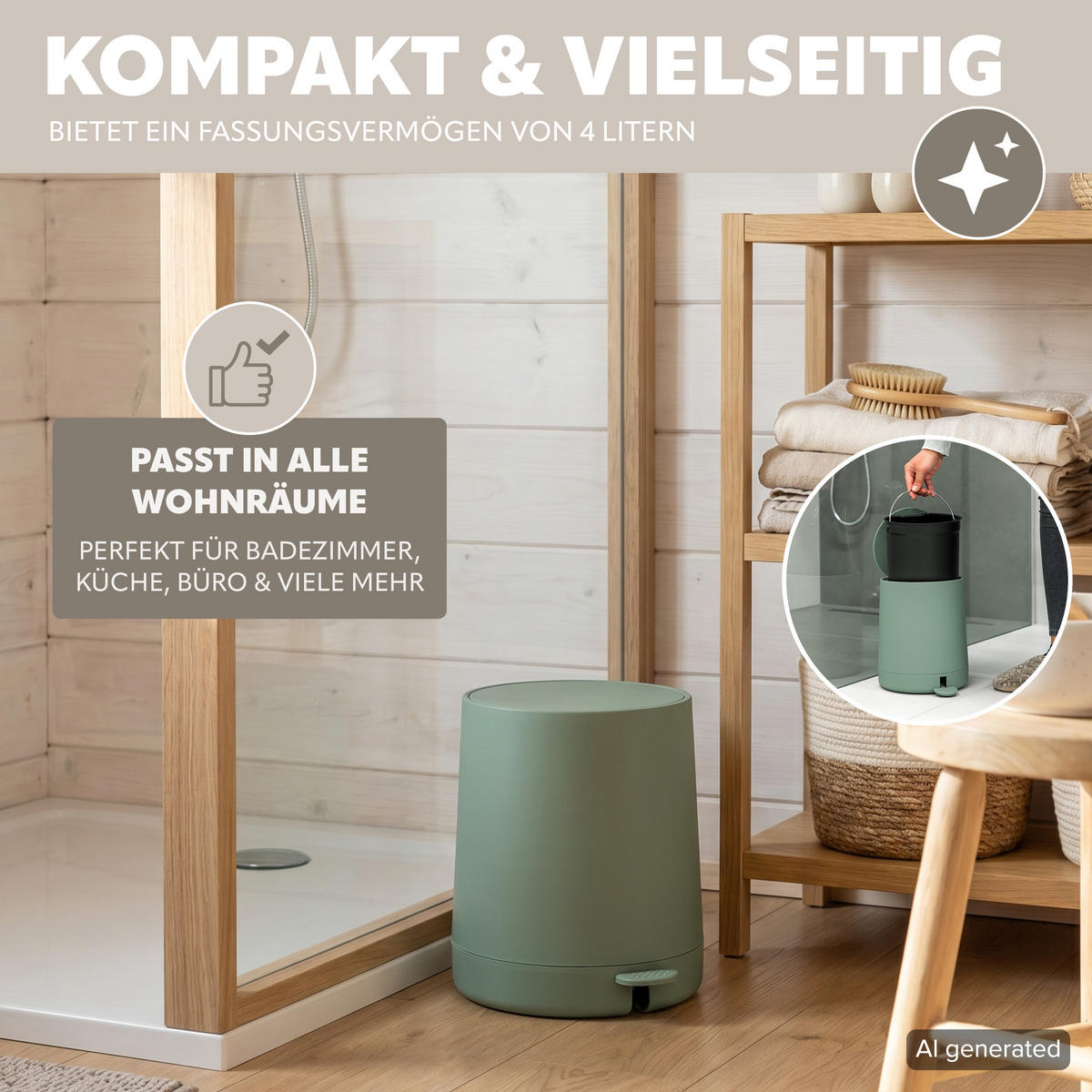 BAD-ACCESSOIRES-SET TESERO, Soft-Touch, grün - Grün, Kunststoff (22.5/25.5/25cm) - eluno