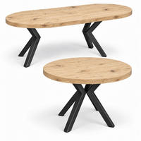 ESSTISCH rund ausziehbar 110/210/76 cm, Artisan Eiche, 54 cm Tischplatte + X Metallbeine Schwarz - Schwarz/Eiche Artisan, Holzwerkstoff/Metall (110/210/76cm) - Damale Möbel
