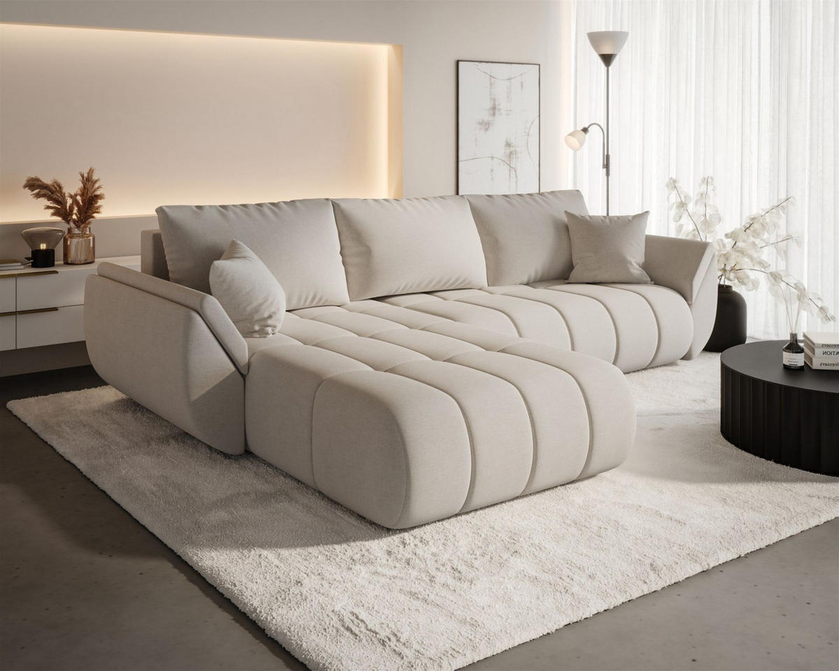 ECKSOFA Misato In Wind - Beige, Holzwerkstoff/Textil (175/280cm) - Fun Möbel