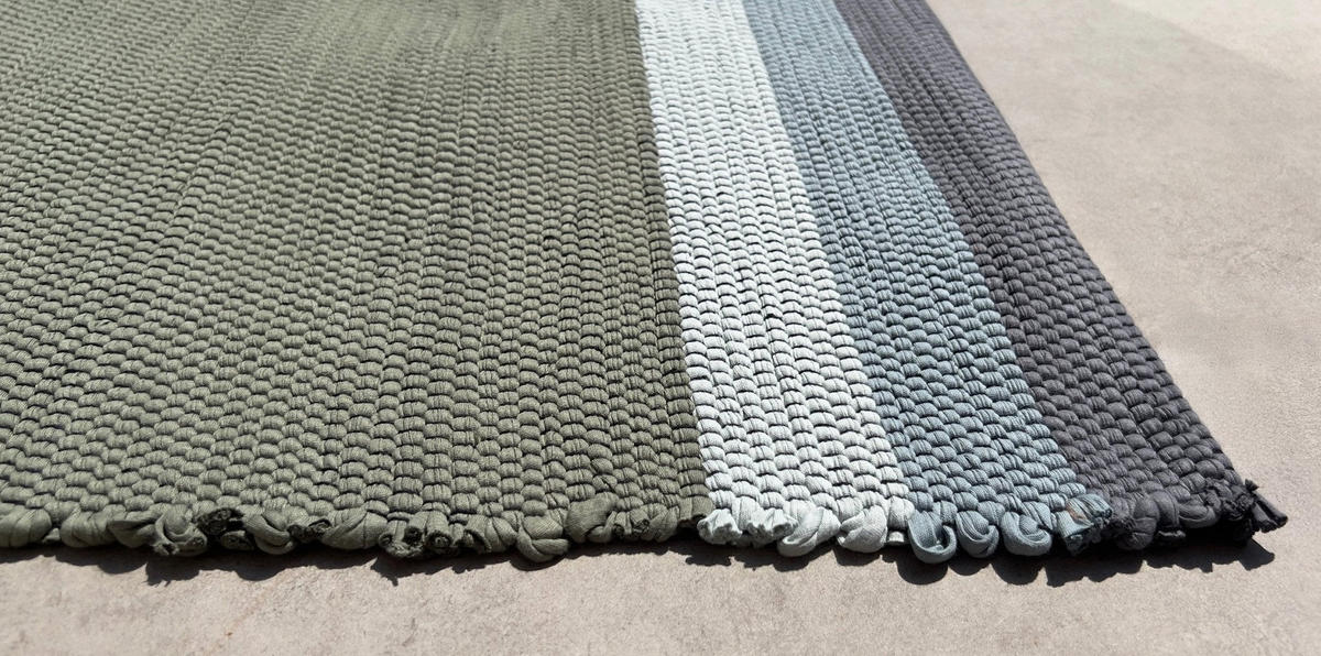 TEPPICH aus recycelter Baumwolle handgewebt grün - Grün, Naturmaterialien (140/200cm) - AFK Living