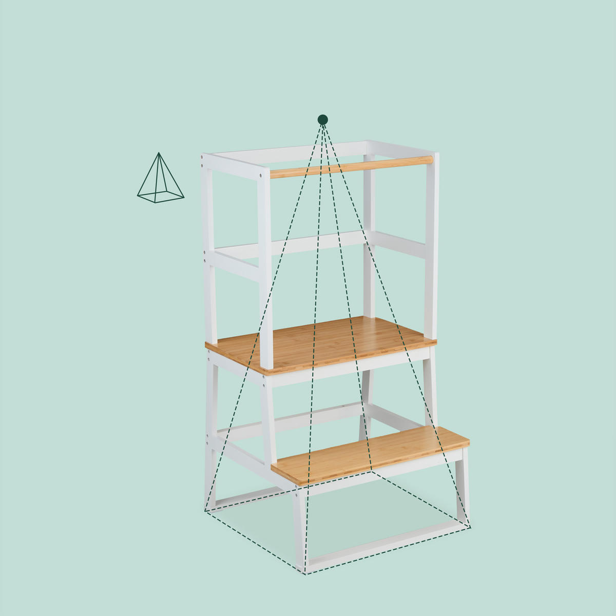 LERNTURM - Grau, Holz/Holzwerkstoff (50/93/48.5cm) - Relaxdays
