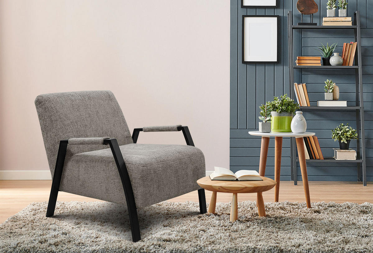 SESSEL KOBE, taupe - Taupe/Schwarz, Holz/Textil (72/76/90cm) - Courtois Laville