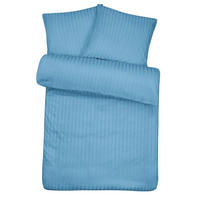 BETTWÄSCHE Damast 135x200 Blau gestreift - Bettbezug aus 100% Baumwolle - Blau, Textil (135/200cm) - Carpe Sonno