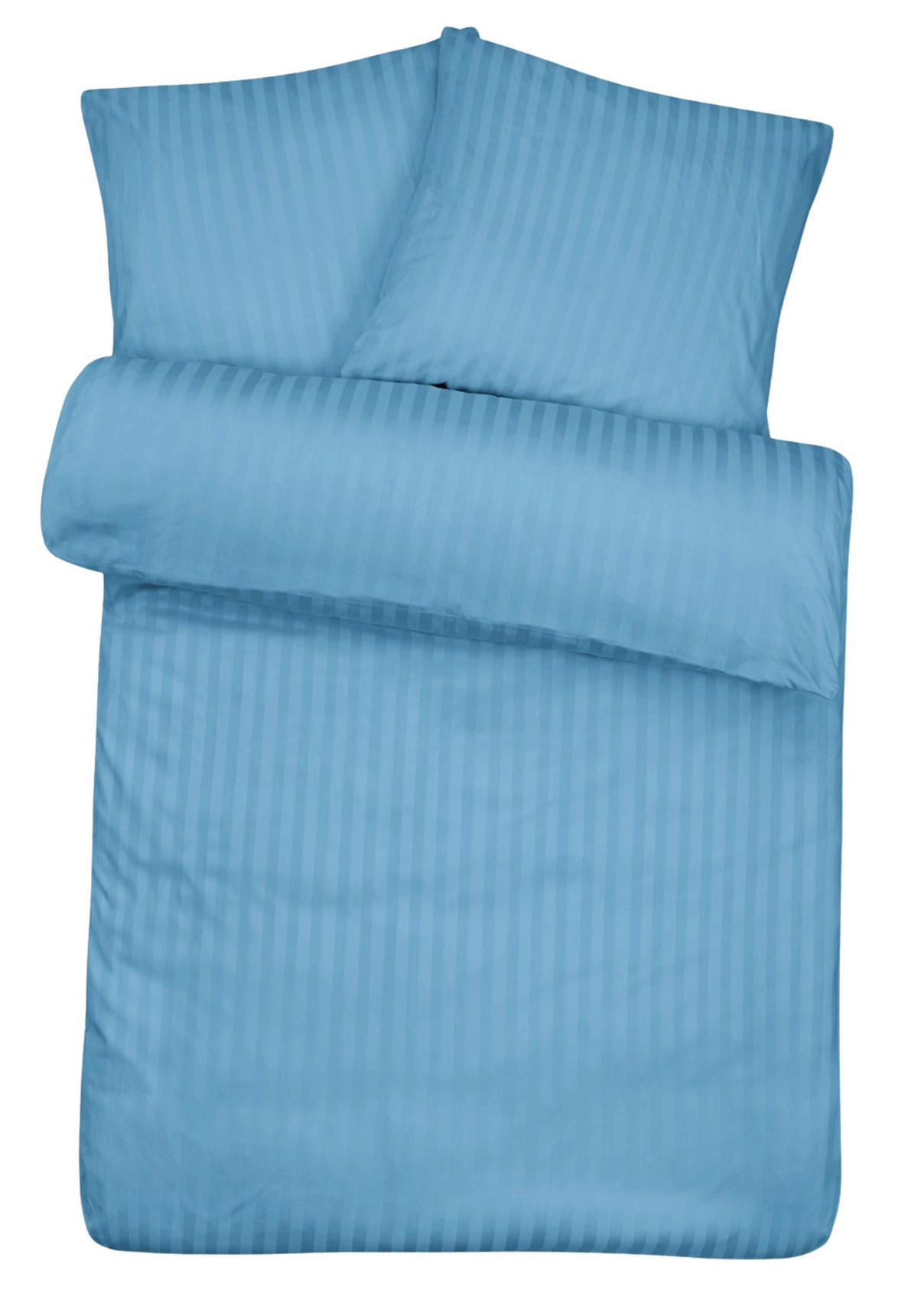 BETTWÄSCHE Damast 135x200 Blau gestreift - Bettbezug aus 100% Baumwolle - Blau, Textil (135/200cm) - Carpe Sonno