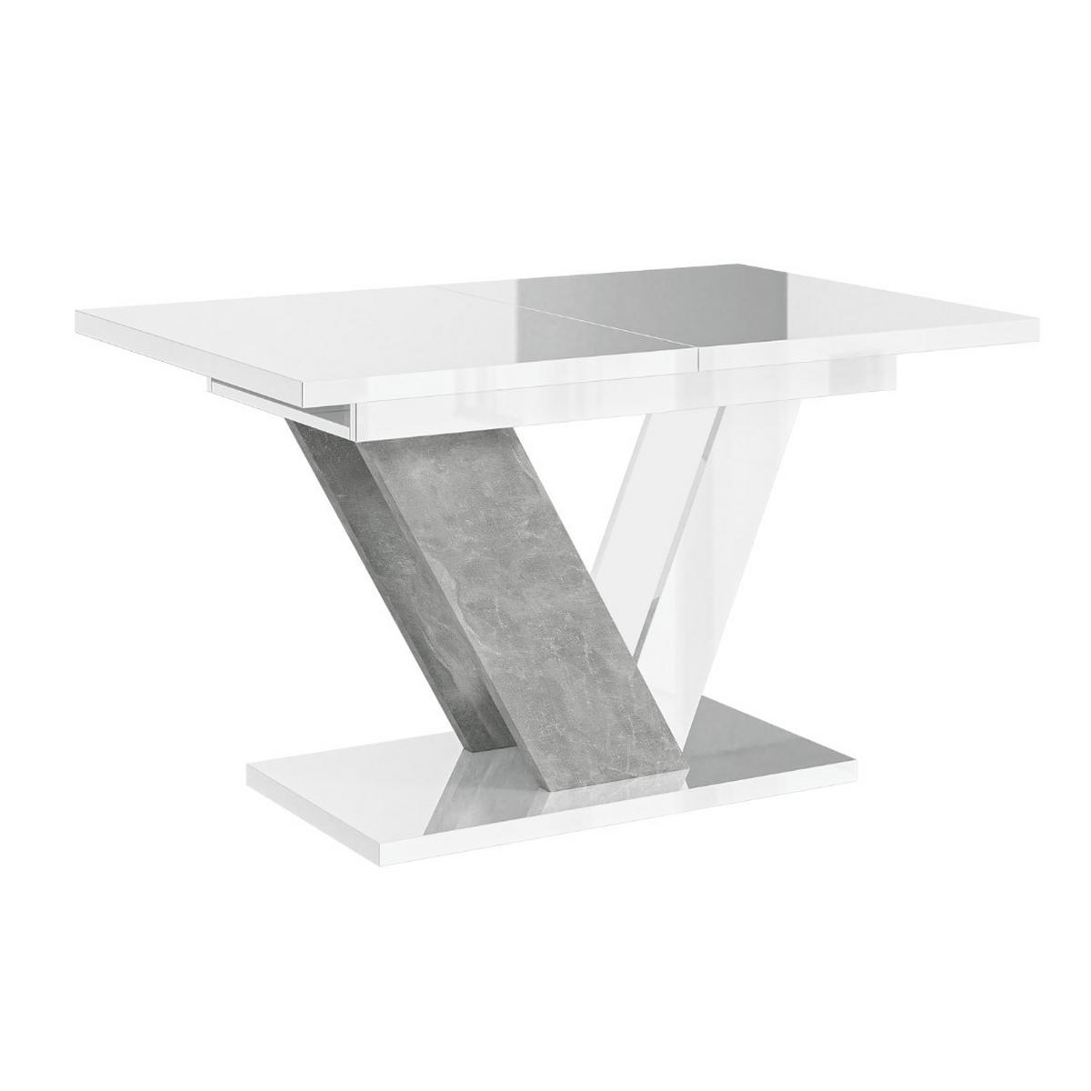 ESSTISCH Weiß Hochglanz Ausziehbar 120 - 160 cm - Weiß Hochglanz/Grau, Holzwerkstoff (120/80/76cm) - PROSPERO