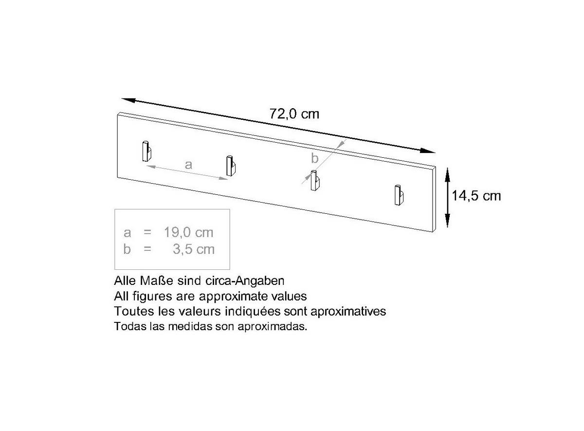 GARDEROBENPANEEL Linea Avola-Anthrazit - Anthrazit, Holzwerkstoff (72.5/14.5/3.5cm) - Vladon