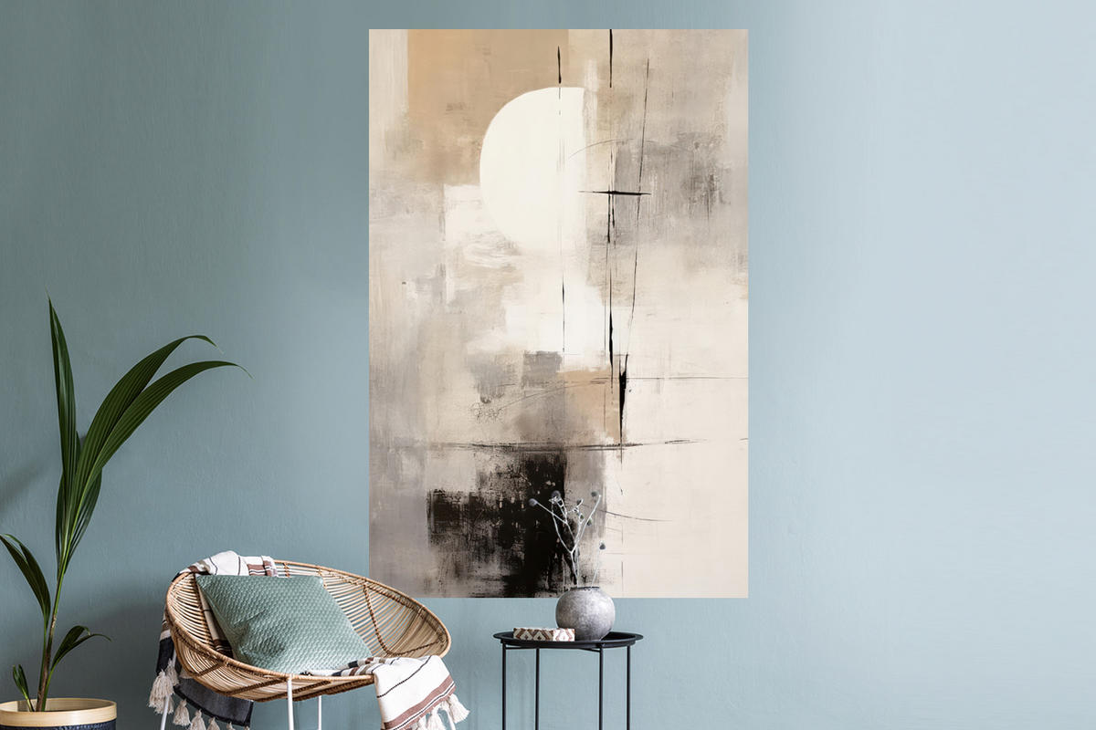 WANDTATTOO Abstrakt - Kunst - Grau 80x120 cm - Hellgrau, Kunststoff (80/120/0.1cm) - MuchoWow