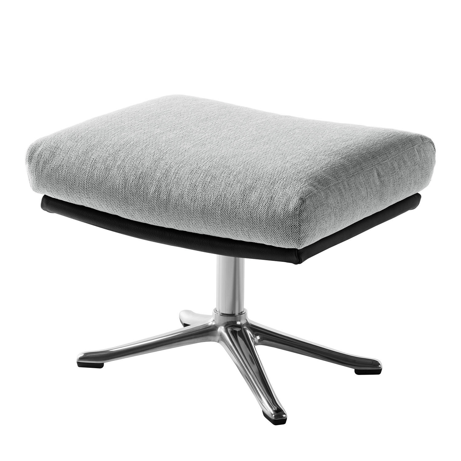 HOCKER mit Kreuzfuß - Chromfarben/Hellgrau, Textil/Metall (54/41/41cm) - home24