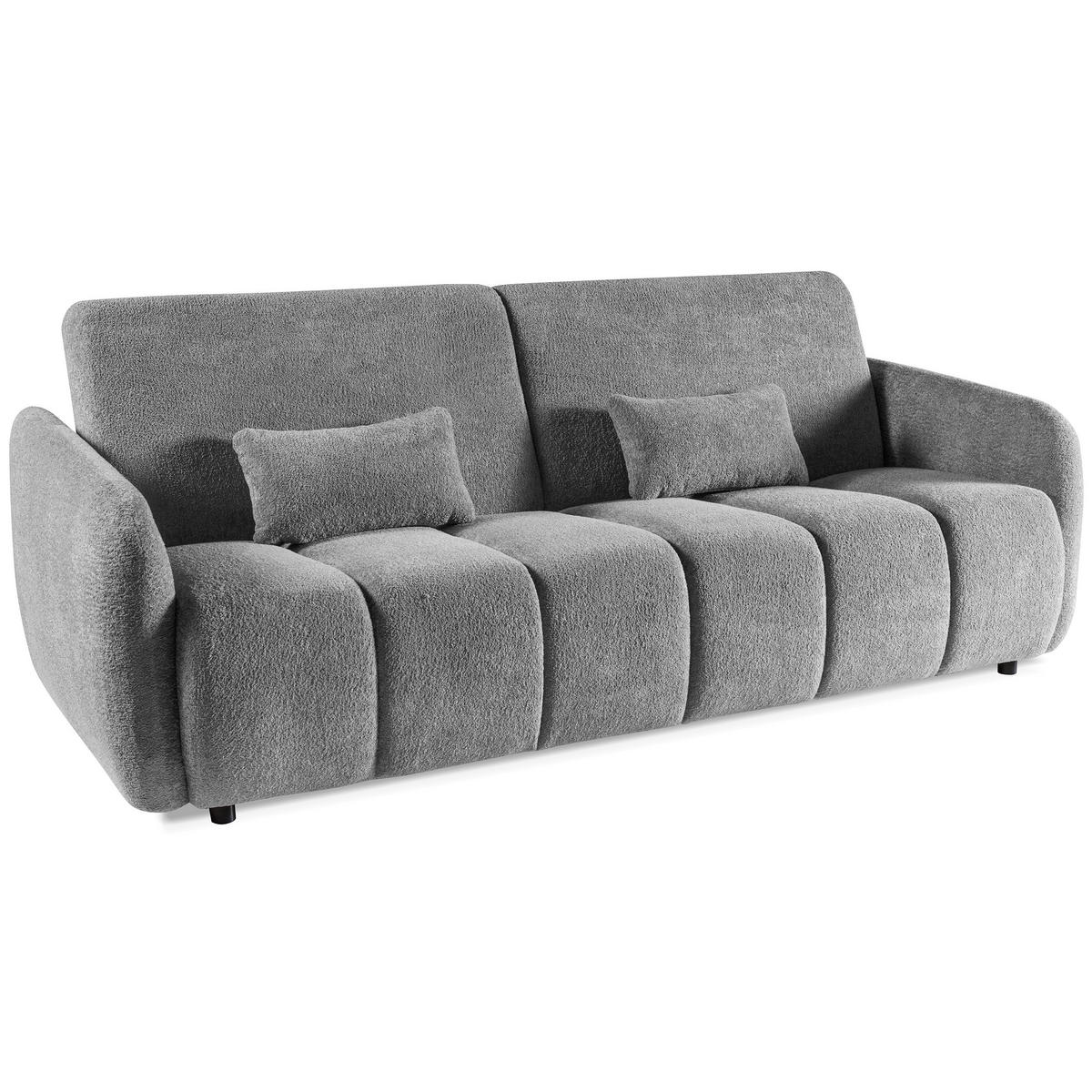 SCHLAFSOFA Carla 3-Sitzer mit Schlaffunktion, Grau - Grau, Textil (225/93/100cm) - Beautysofa